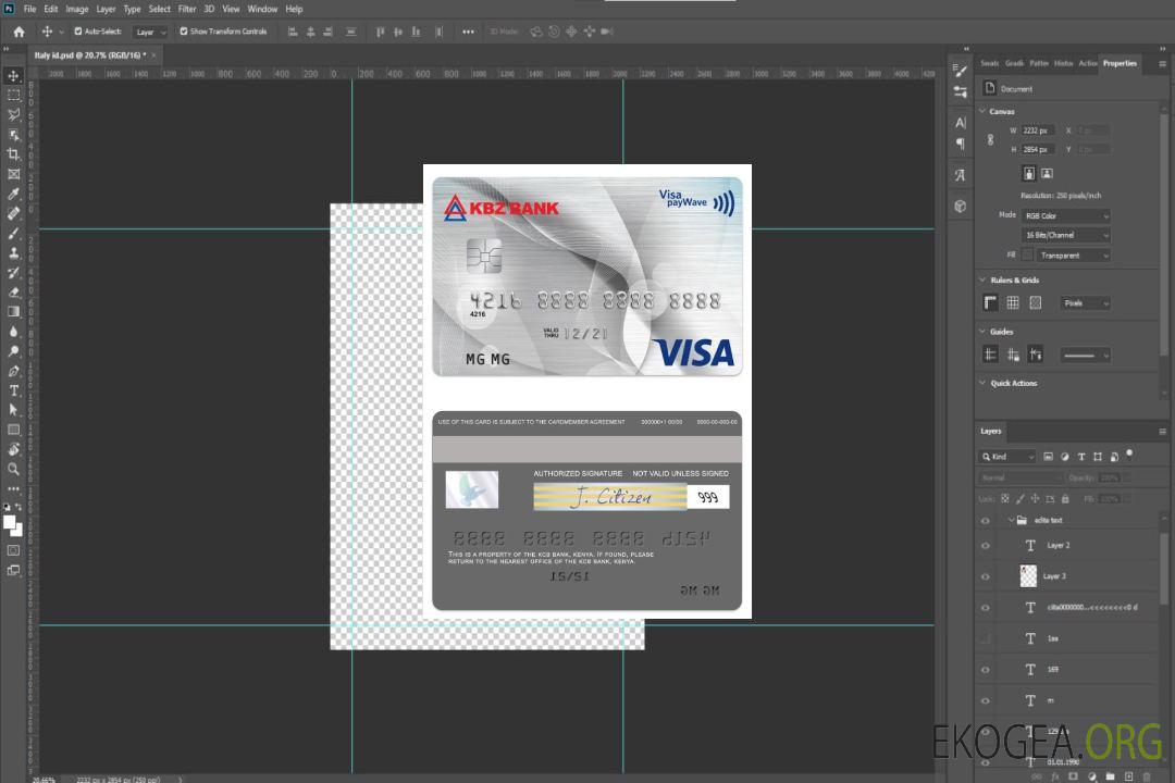 Carte de crédit visa MPU de la banque KBZ du Myanmar template Carte de crédit visa MPU de la banque KBZ du Myanmar template